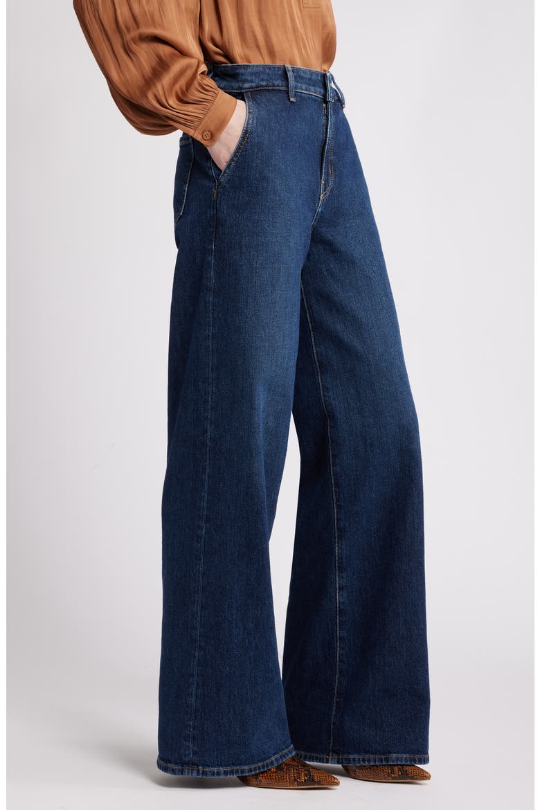 High Waist Wide Leg Jeans, Alternate, color, DARK BLUE WASH