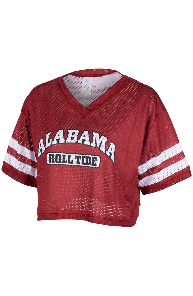 ZOOZATZ Women's ZooZatz Crimson Alabama Crimson Tide Mesh Cropped V-Neck T-Shirt, Alternate, color, Crimson
