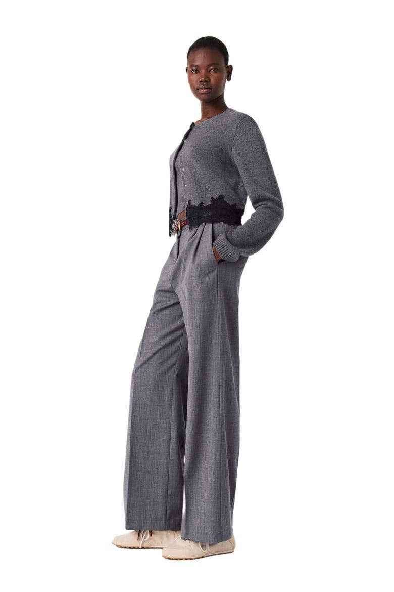 Twinset with lace trim, Alternate, color, Grey/black