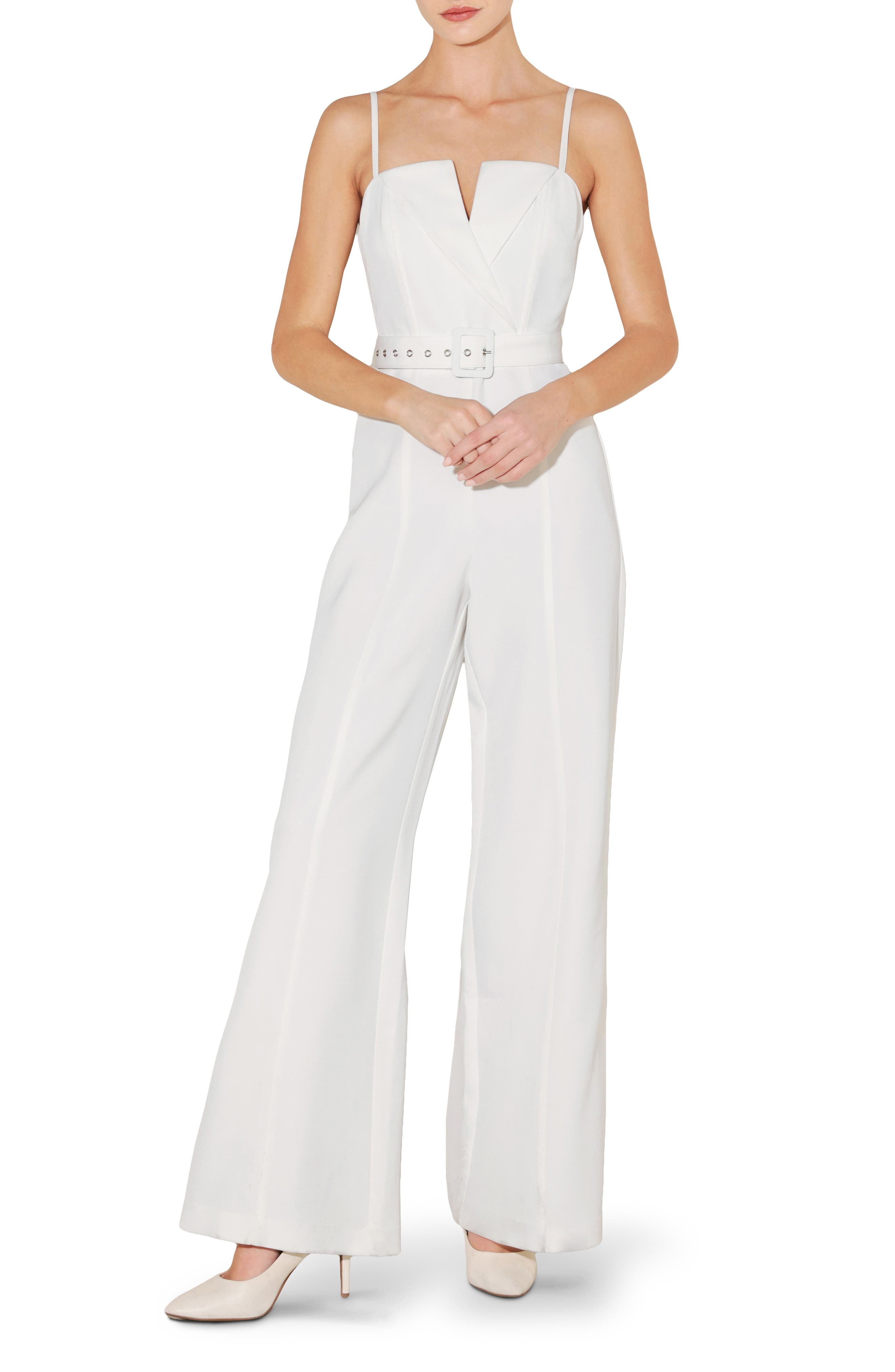 Solid Belted Wide Leg Jumpsuit