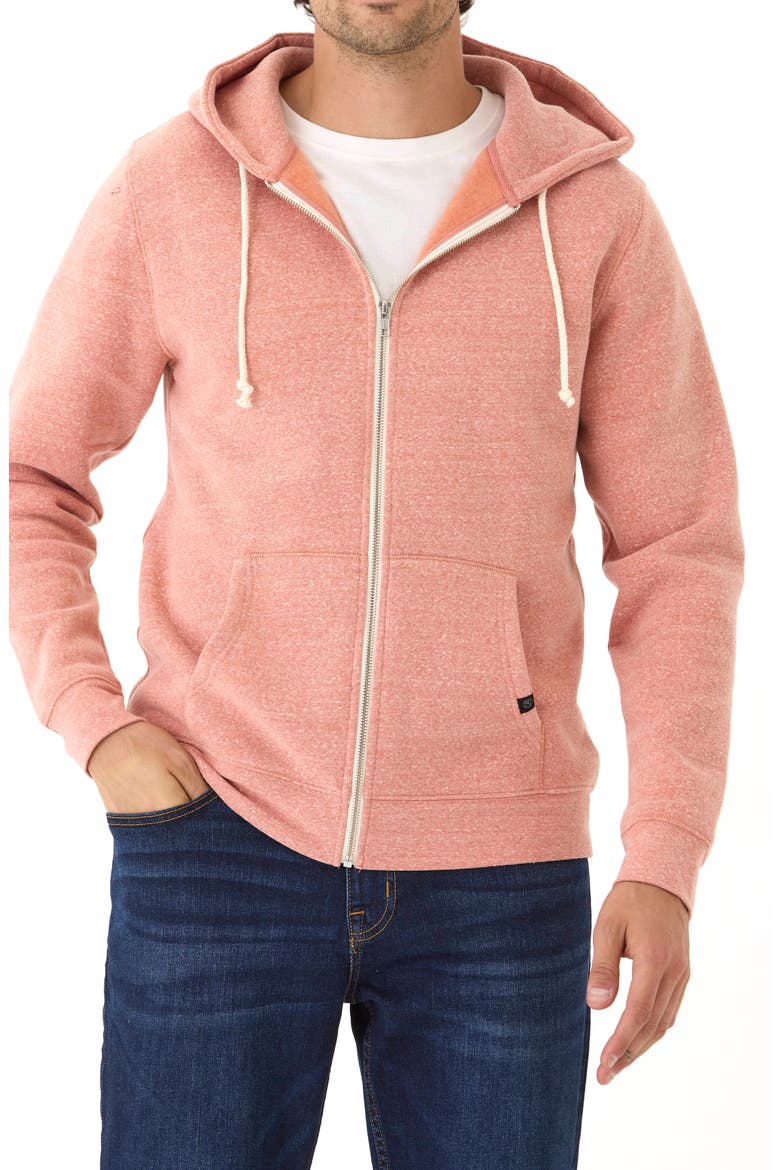 Trim Fit Heathered Fleece Zip Hoodie, Main, color, FIREFLY