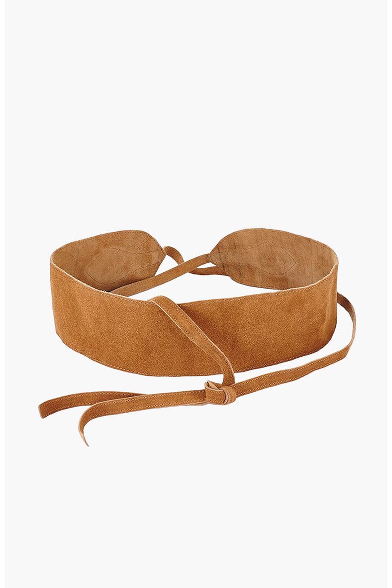 Wide Suede Belt, Main, color, Cognac
