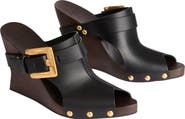 Balmain Anthem Wedge smooth leather mules