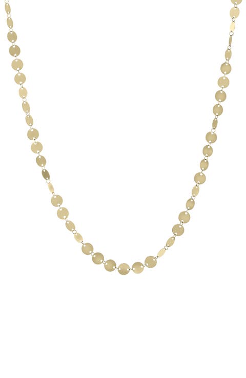 14k Gold Single Strand Disc Necklace