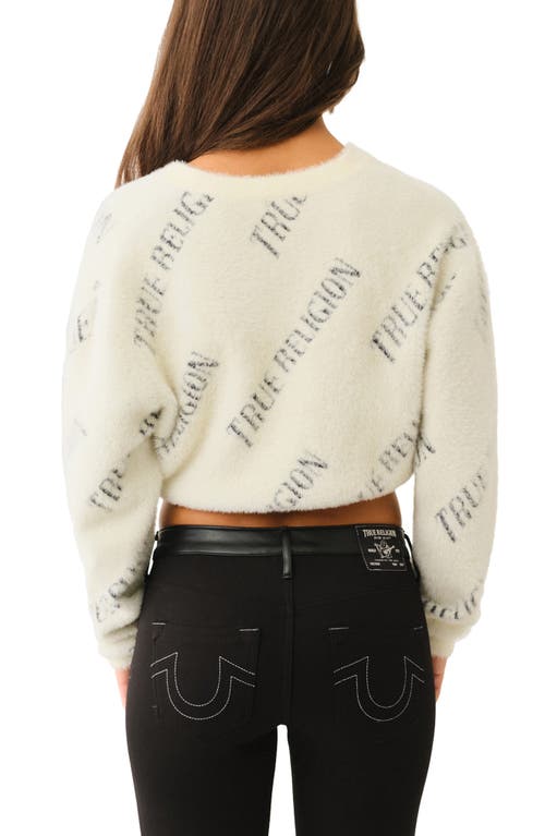 TRUE RELIGION TRUE RELIGION LOGO PRINT CROP CARDIGAN