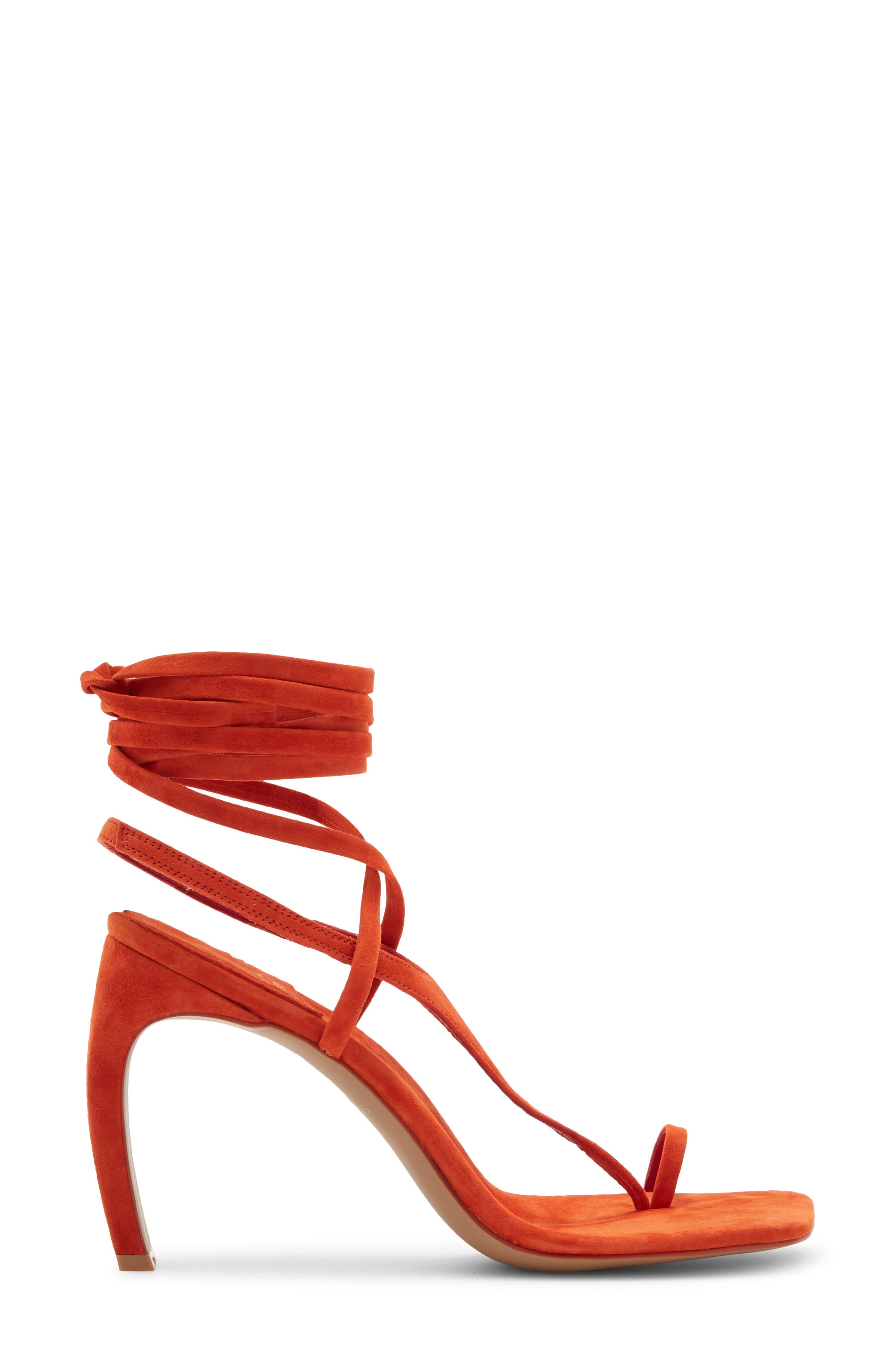 Jeffrey Campbell Bon Bon Ankle Wrap Sandal, Alternate, color, Orange Suede