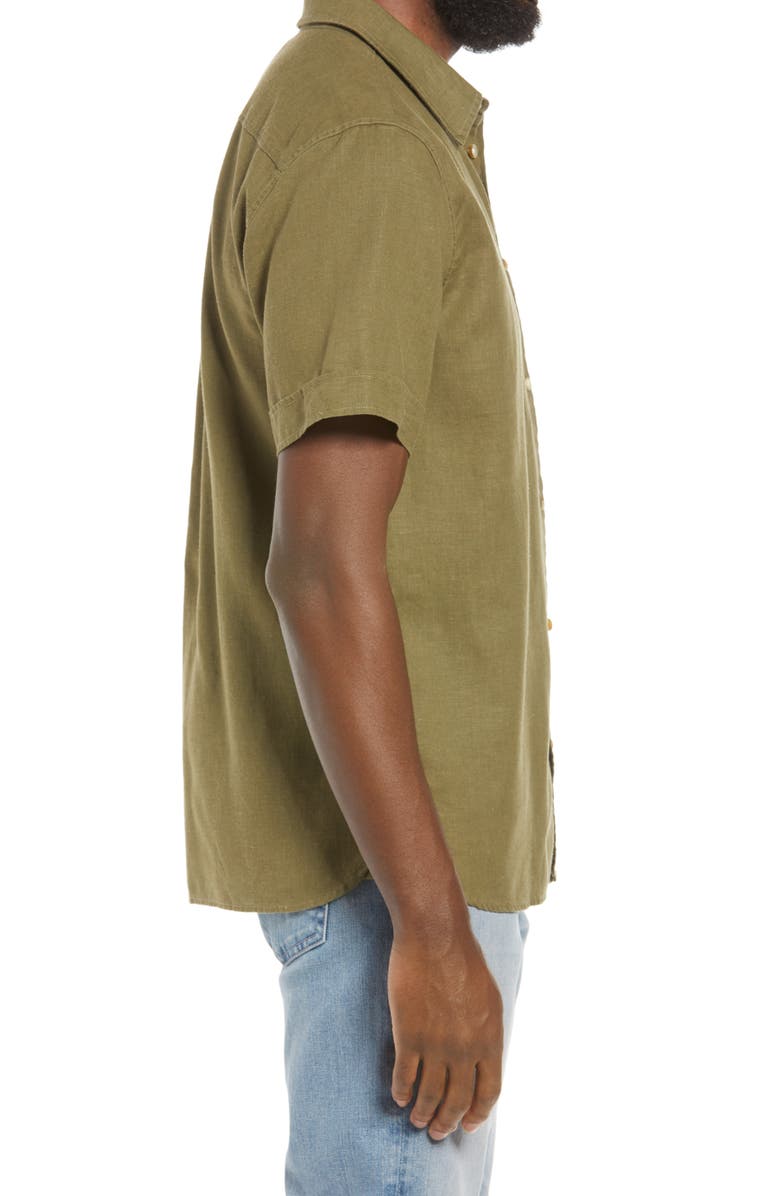 Fjällräven Ovik Travel Short Sleeve Button-Up Shirt, Alternate, color, Green