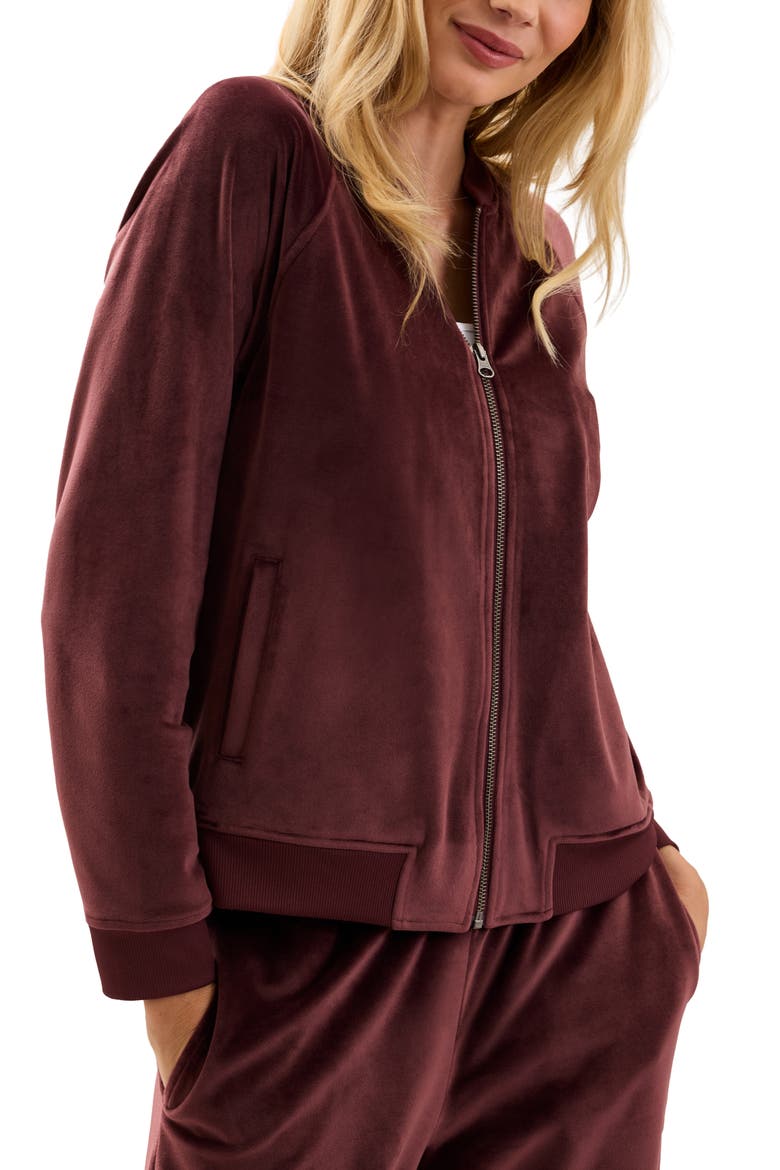 Velvet Bomber Jacket, Alternate, color, DEEP GARNET