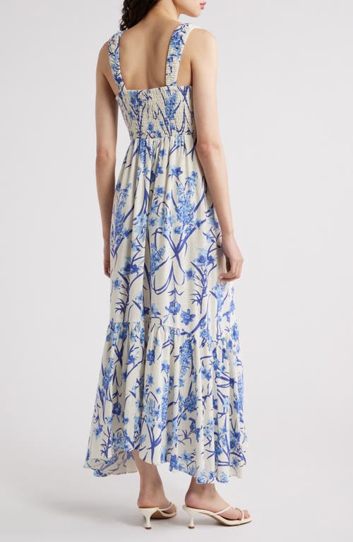 Chelsea28 Smocked Tiered Maxi Dress In Ivory- Blue Sofia Floral