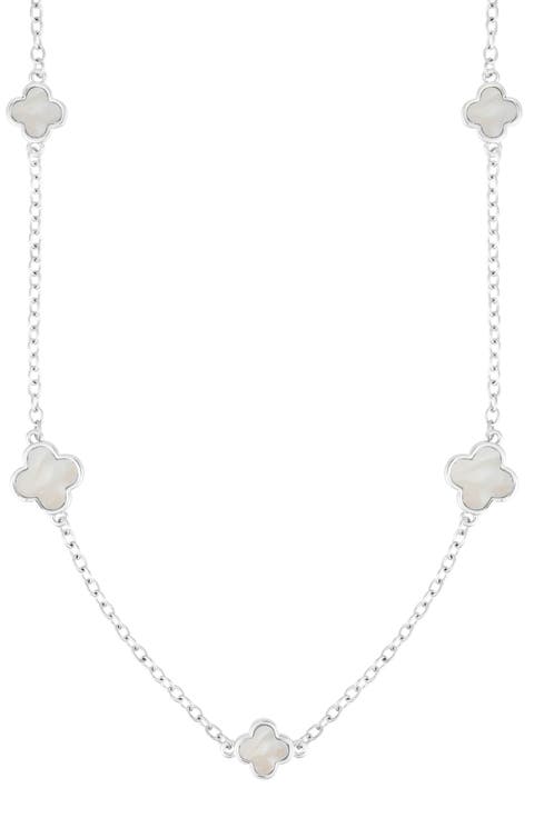 Mother of Pearl Clover Station Necklace