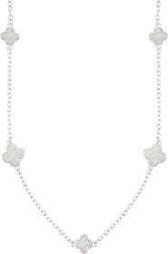 Adornia Mother of Pearl Clover Station Necklace
