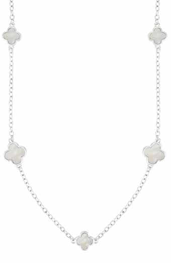 Adornia Mother of Pearl Clover Station Necklace