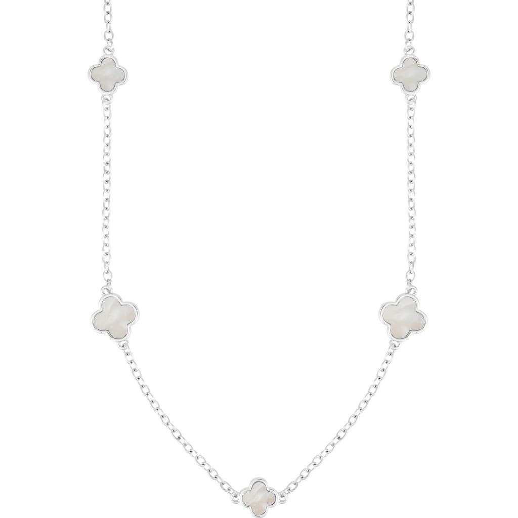 Adornia Mother Of Pearl Clover Station Necklace In White