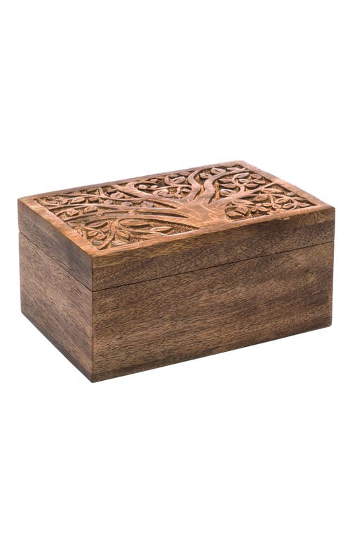 Matr Boomie Aranyani Tree of Life Jewelry Box With Tray - Hand Carved Wood in Brown  product