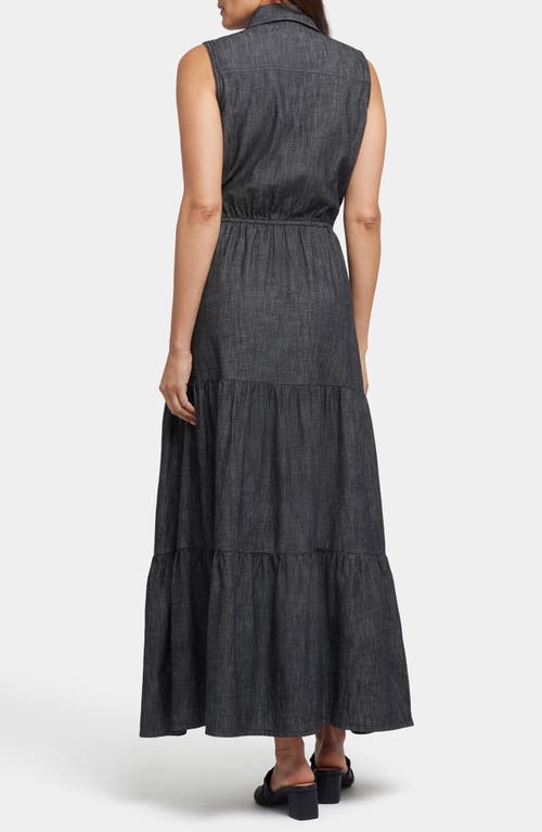 Nydj Megan Sleeveless Tiered Maxi Dress In Black Rinse