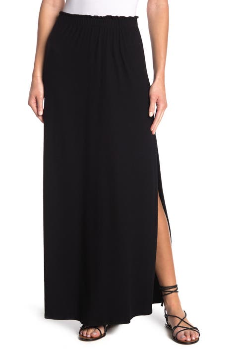 Side Slit Ruffled Maxi Skirt