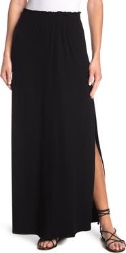 GO COUTURE Side Slit Ruffled Maxi Skirt