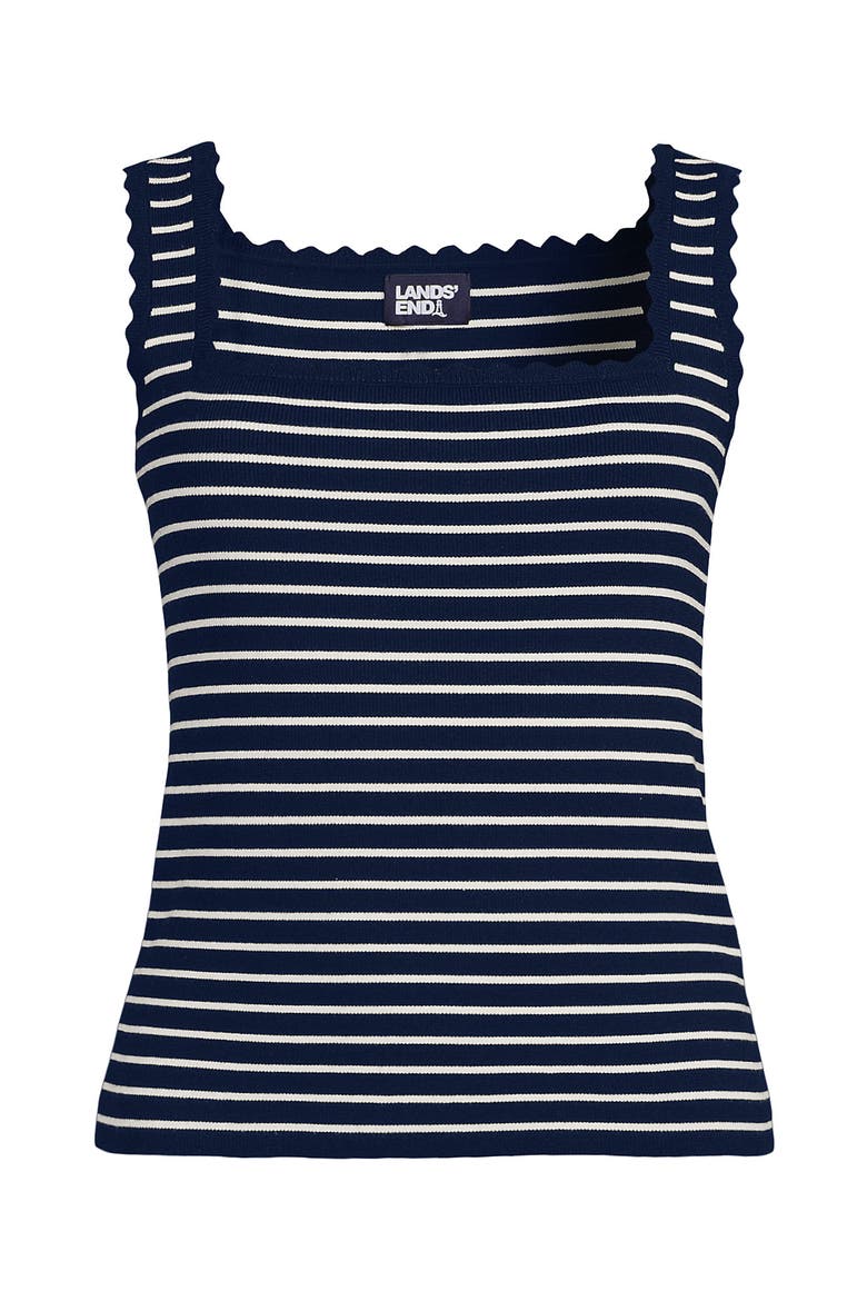 High Retention Square Neck Tank Sweater, Alternate, color, Deep Sea Navy/Ivory Stripe