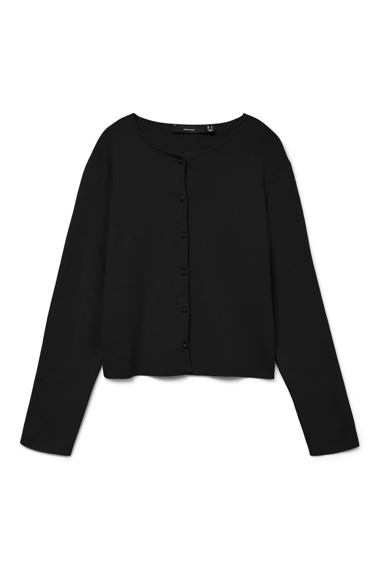 Kristi Faux Pearl Button Cardigan, Alternate, color, BLACK
