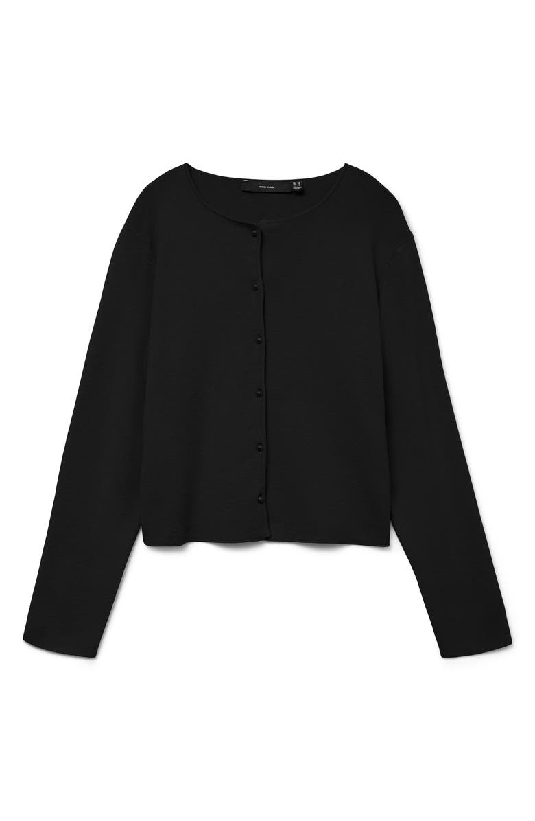 VERO MODA Kristi Faux Pearl Button Cardigan, Alternate, color, Black