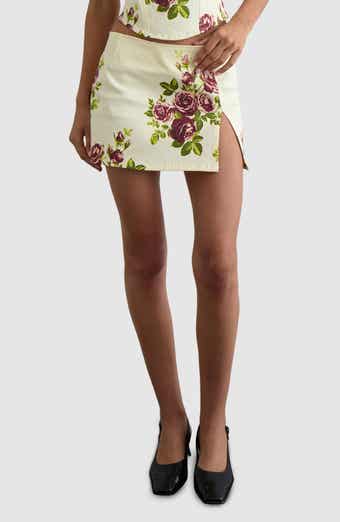 Motel Pravara Floral Stretch Cotton Miniskirt