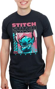 Lilo & Stitch Men's Lilo & Stitch Blue and Pink Stitch Poster  Graphic T-Shirt