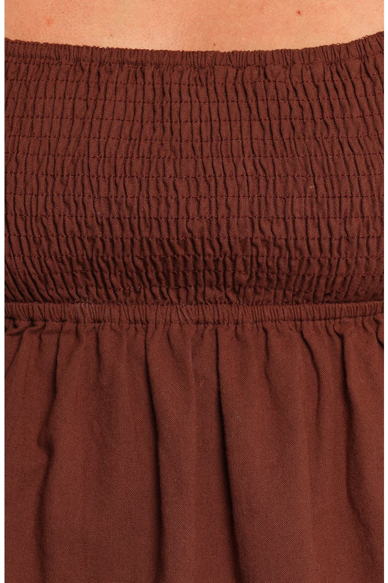 Jemima Puff Sleeve Smocked Cotton Babydoll Top, Alternate, color, CHOCOLATE