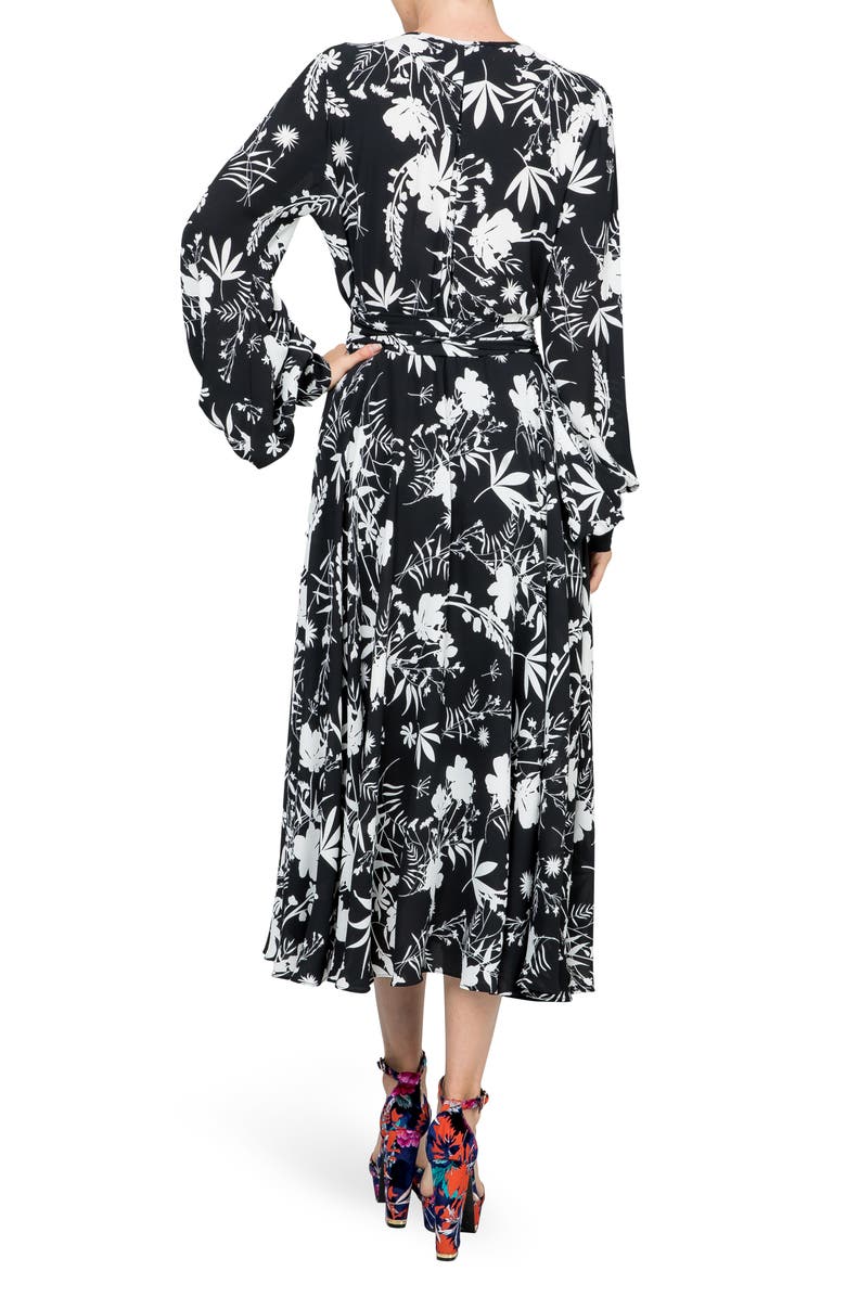 MEGHAN LA Lilypad Surplice Long Sleeve Wrap Midi Dress, Alternate, color,