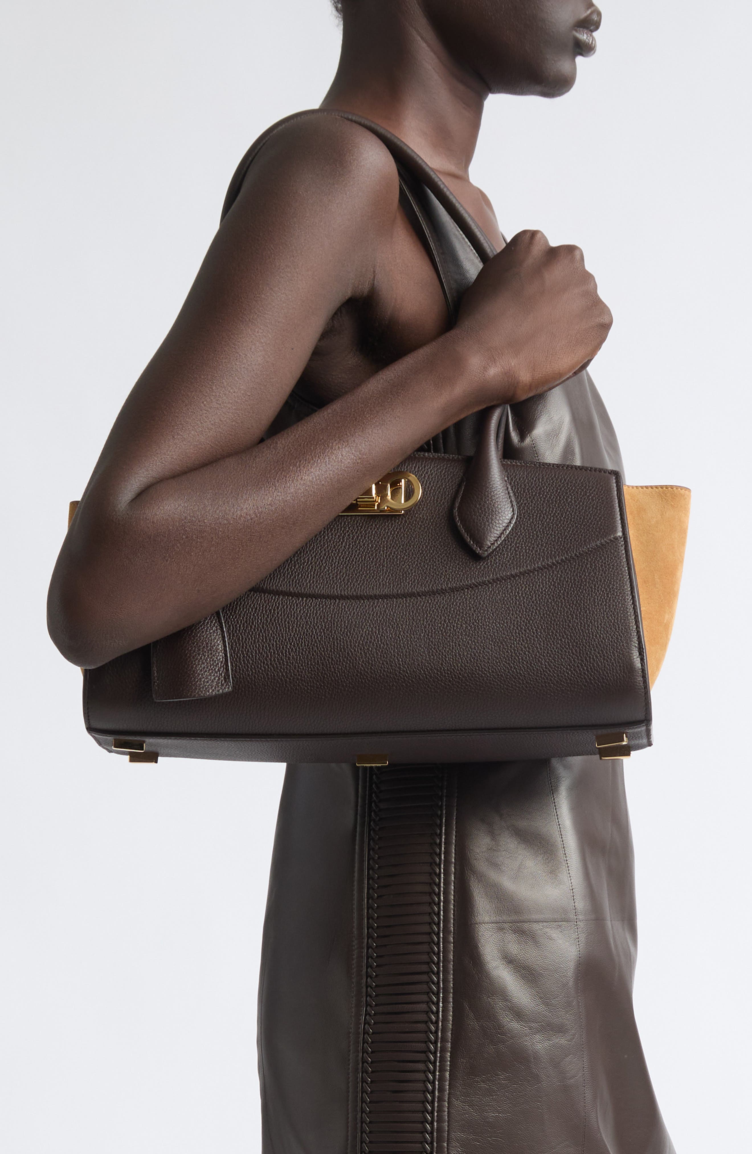 Medium Studio Soft Leather East/West Bag, Alternate, color, TESTA DI MORO NATURALE