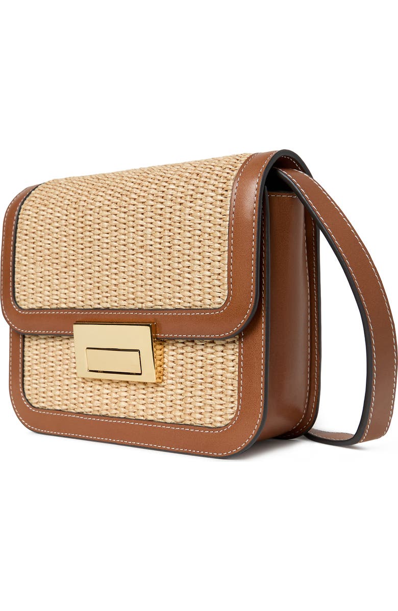 Loeffler Randall Desi Woven Raffia & Leather Shoulder Bag, Alternate, color, Natural/ Cacao