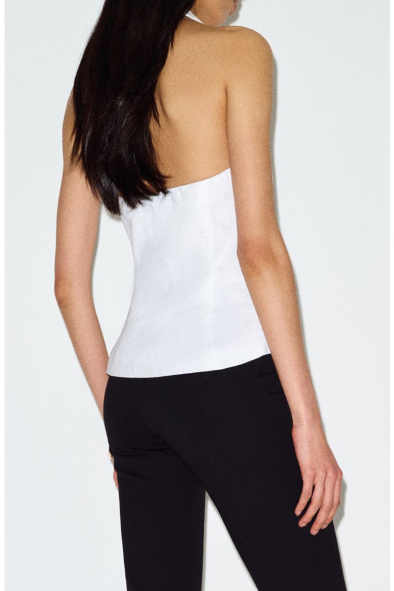 Tate Cross Neck Linen Top, Alternate, color, WHITE