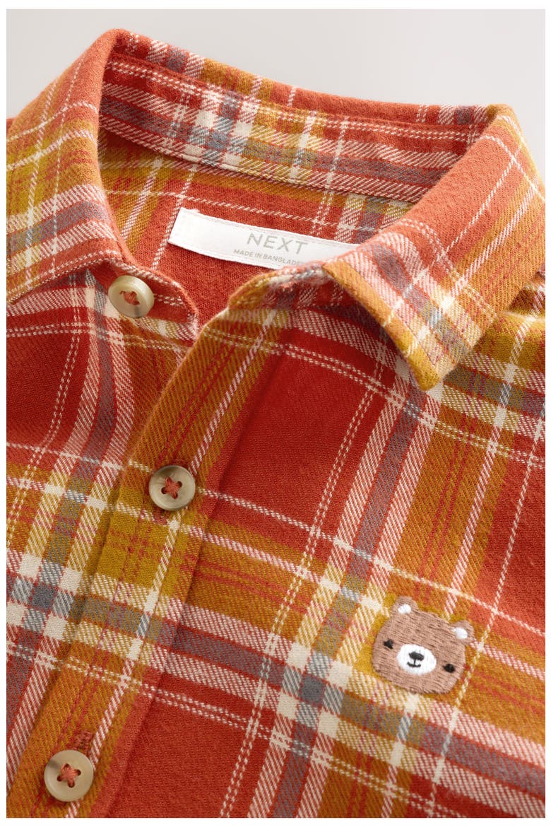 Kids' Bear Emblem Plaid Shirt, Alternate, color, ORANGE