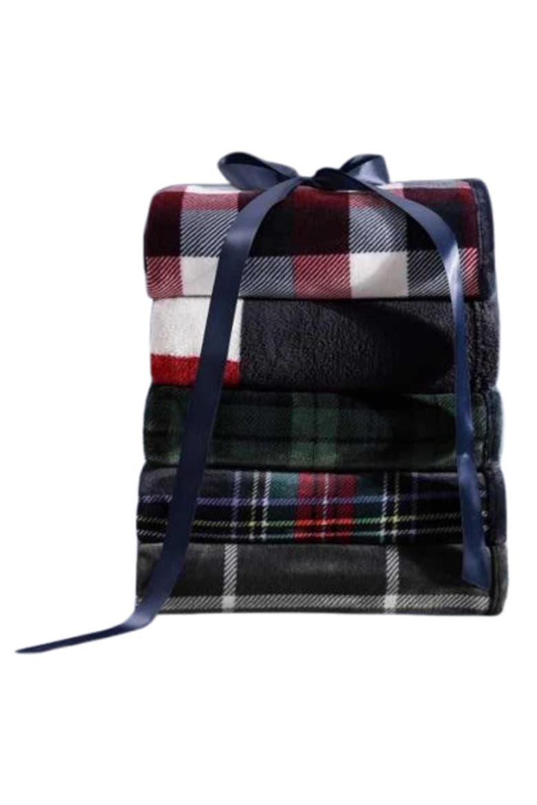 Devon Tartan Microfiber Throw Blanket, Alternate, color, NAVY BLUE