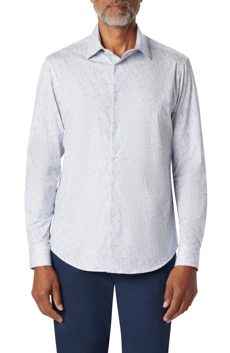 Bugatchi James OoohCotton<sup>®</sup> Abstract Print Button-Up Shirt, Main, color, Stone