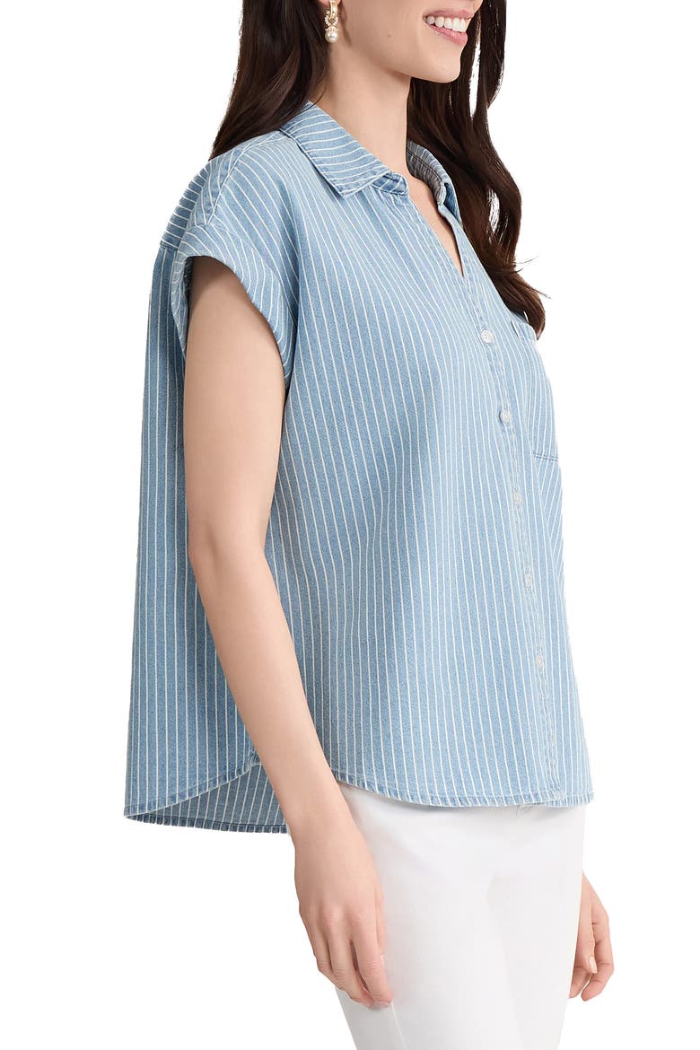 Stripe Cotton Button-Up Shirt, Alternate, color, MEDIUM WASH / WHITE