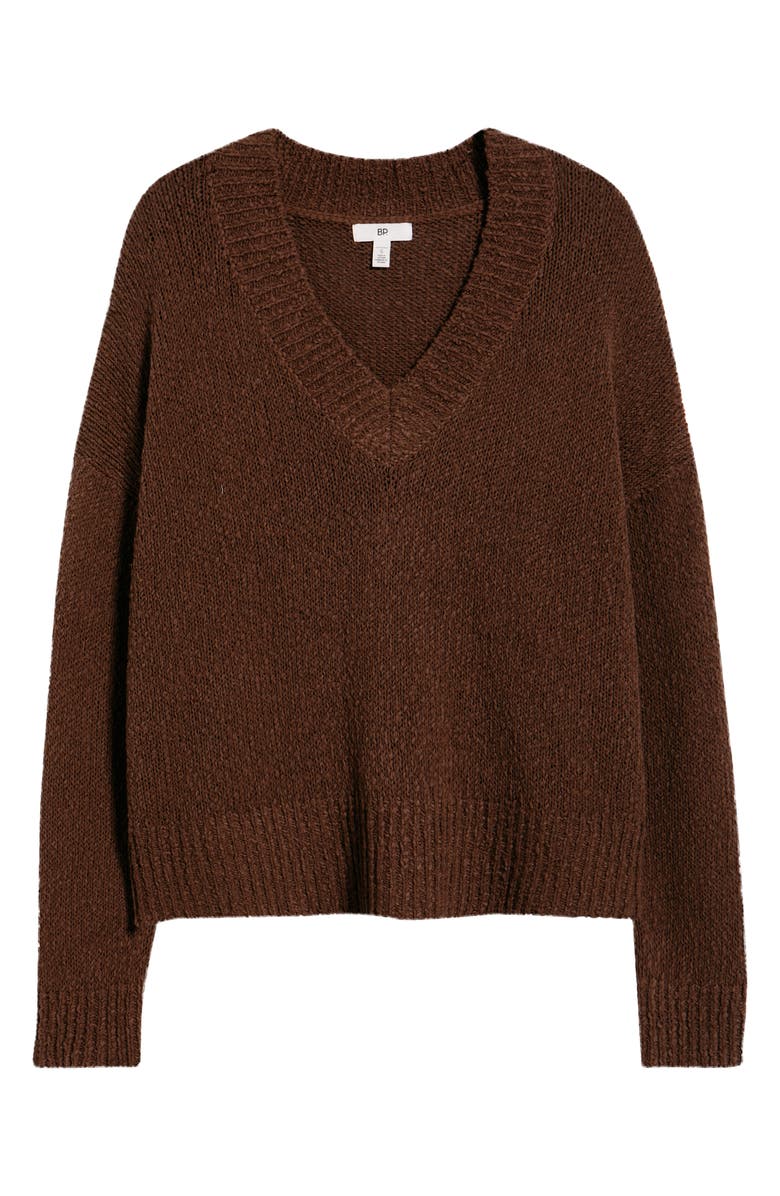 BP. Oversize V-Neck Sweater, Alternate, color, Brown Quartz