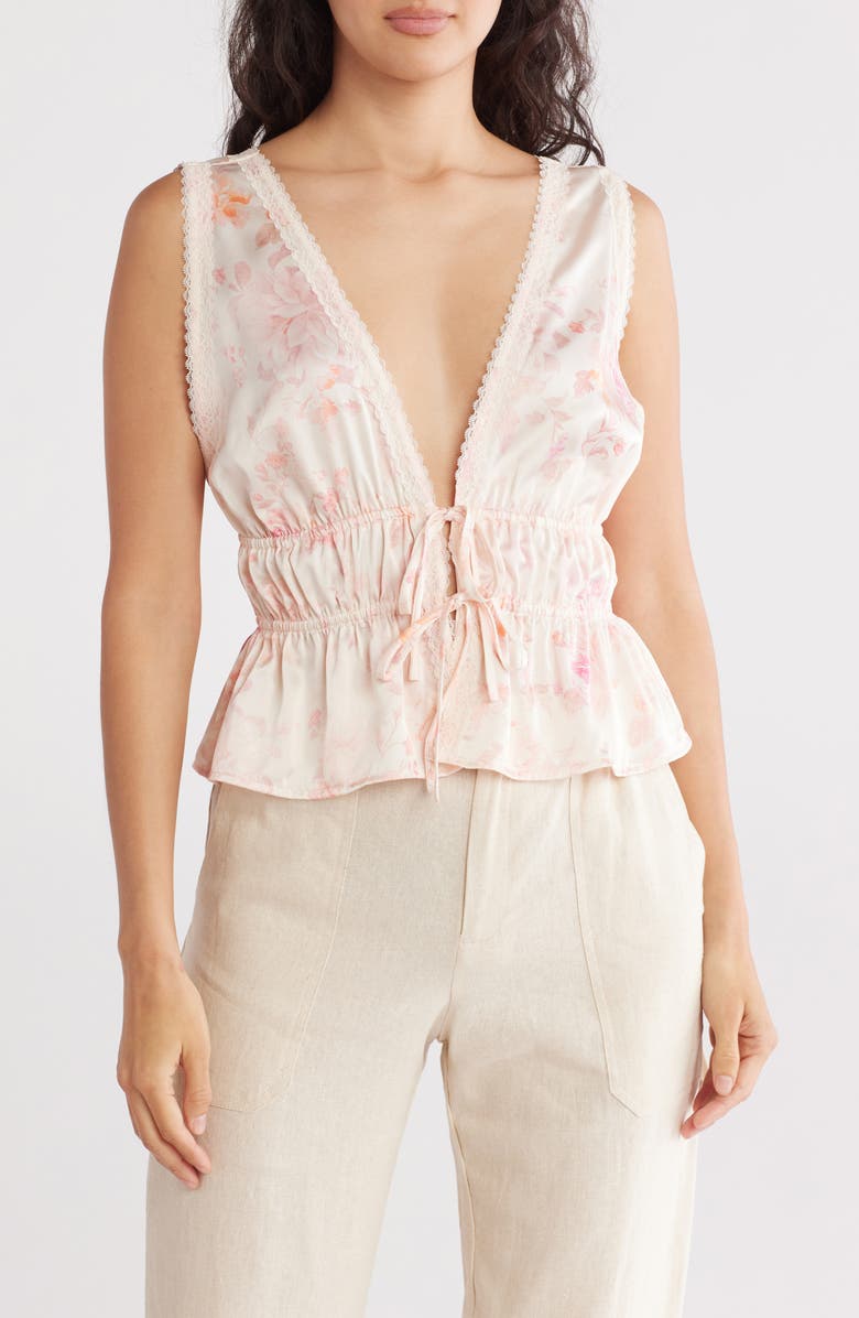 Lace Trim Sleeveless Crop Top