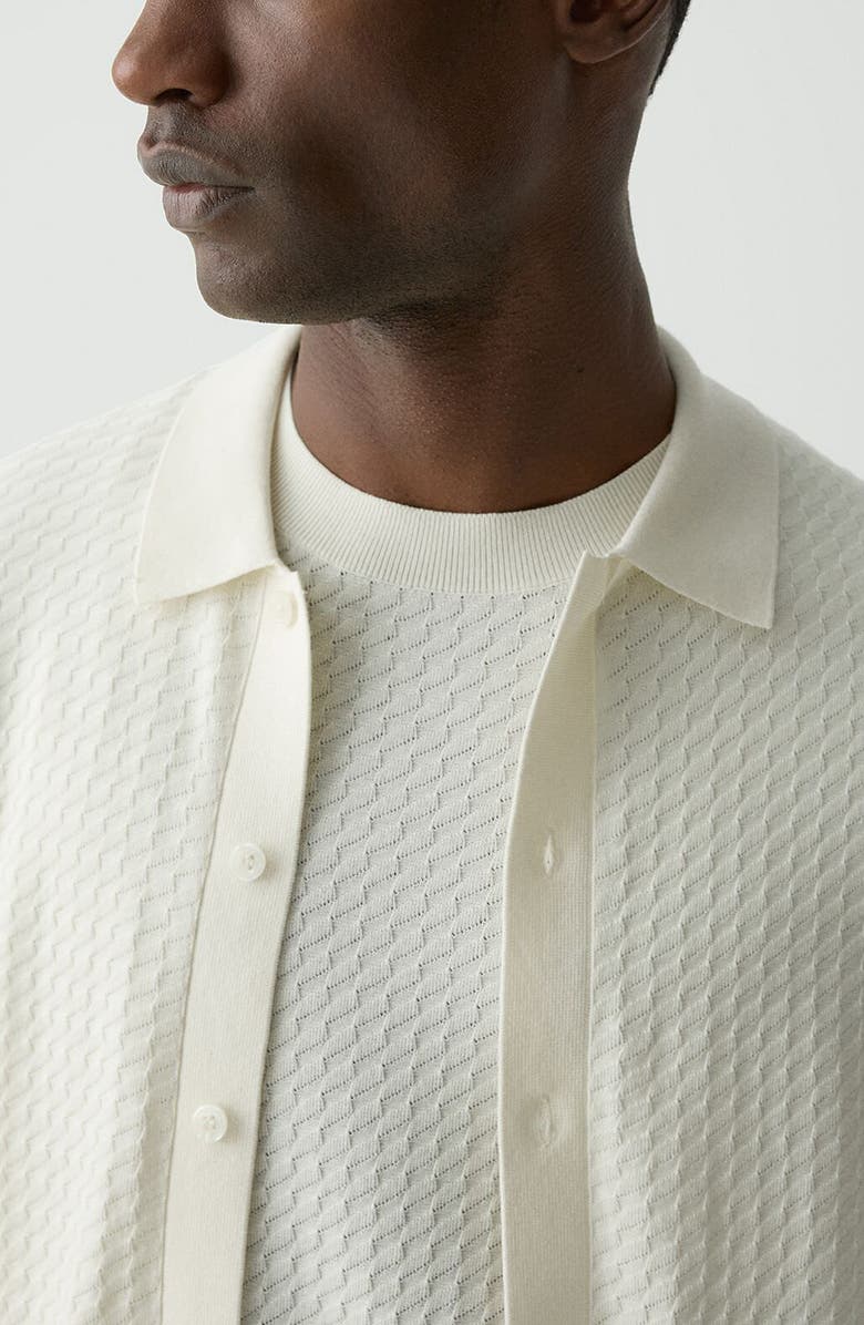 Theory Cairn Short Sleeve Organic Cotton Button-Up Shirt, Alternate, color, Eggshell