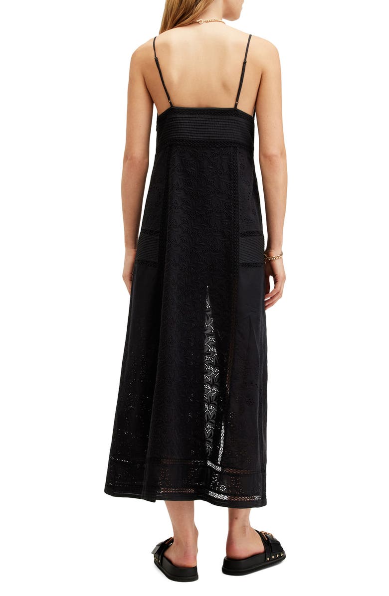 AllSaints Dahlia Embroidered Eyelet Maxi Dress, Alternate, color, Black