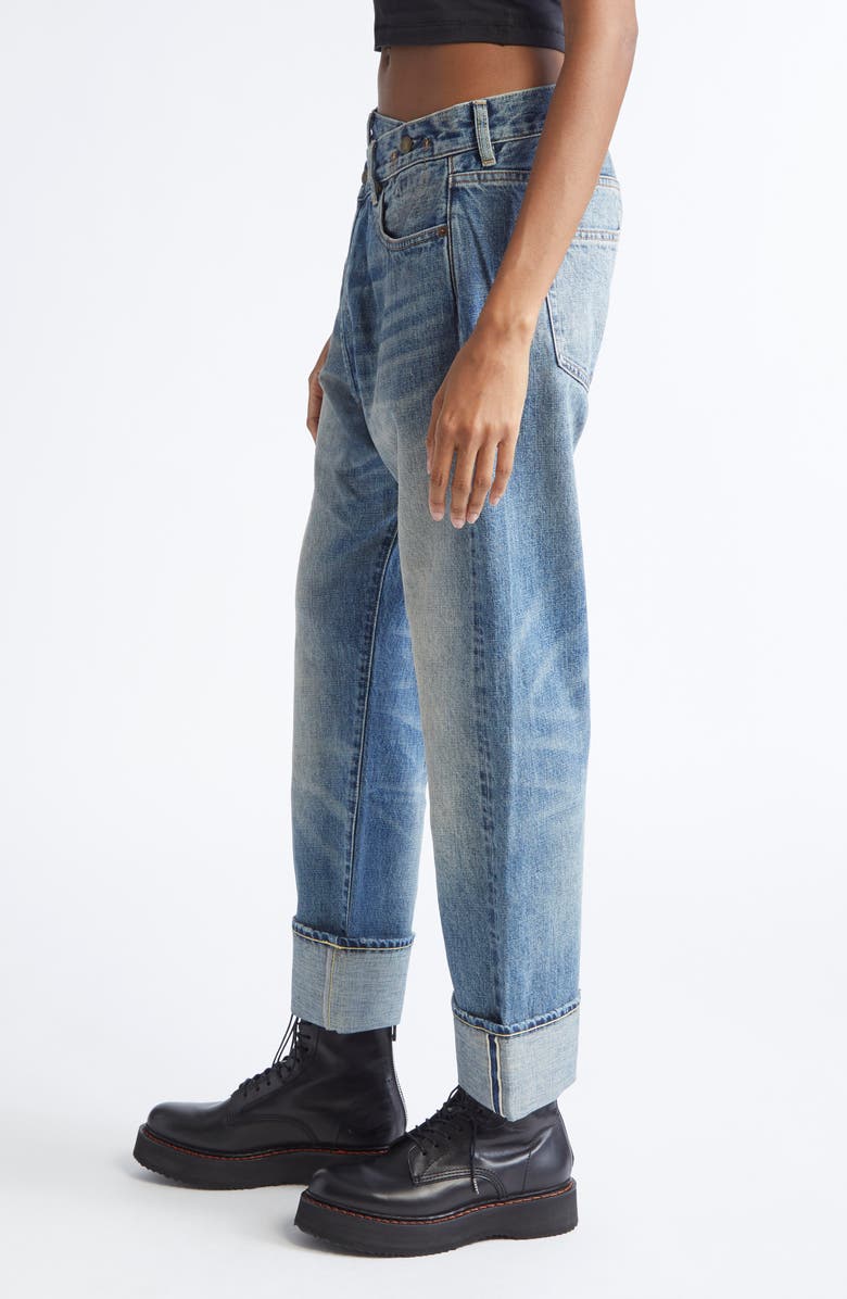 R13 Cuffed Crossover Straight Leg Jeans, Alternate, color, Estin Selvedge Blue