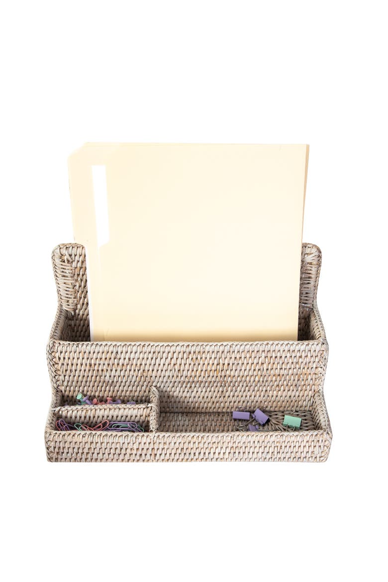 Artifacts Rattan Standing Stationary Sorter, Alternate, color, White Wash