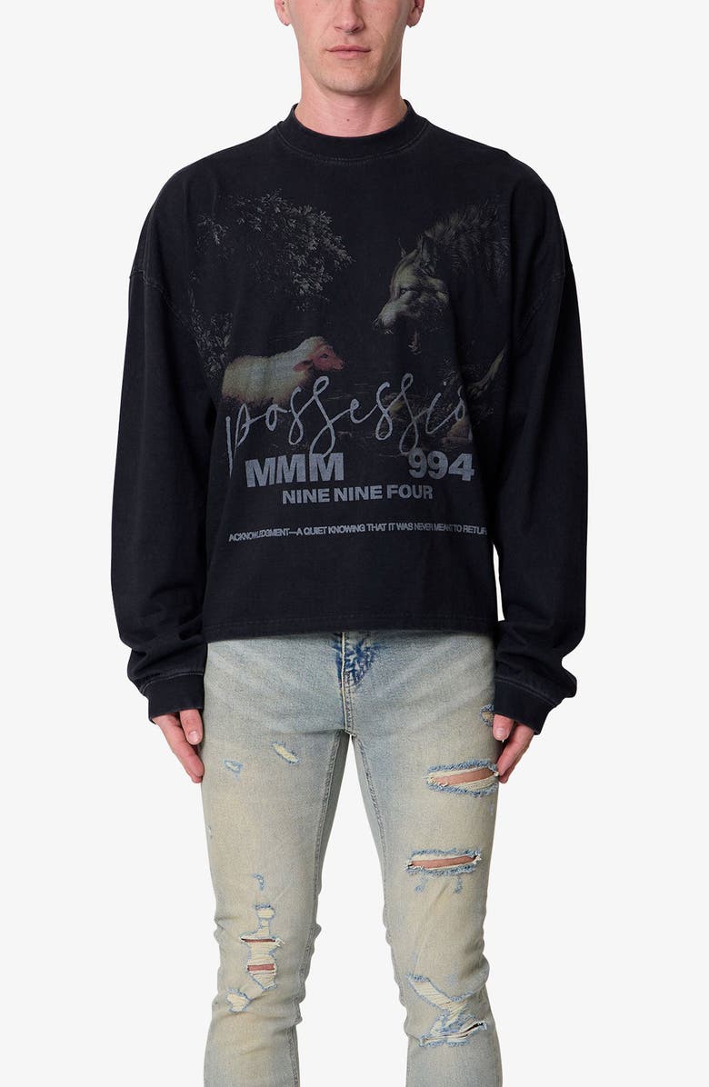 mnml Oversize Cotton Graphic T-Shirt, Main, color, Black