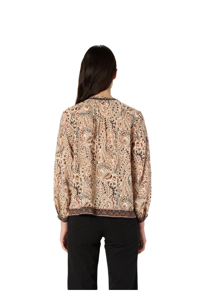 Amaya Paisley Print V Neck Blouse, Alternate, color, Natural