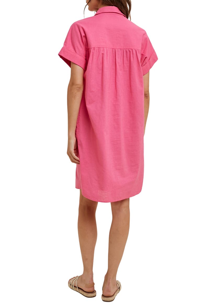 Linen & Cotton Blend Mini Shirtdress, Alternate, color, FUCHSIA