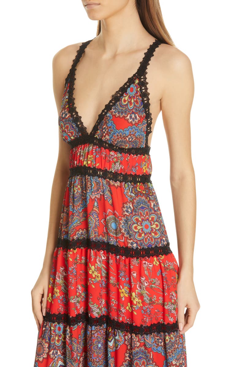 Alice + Olivia Karolina Mixed Print Maxi Dress, Alternate, color,