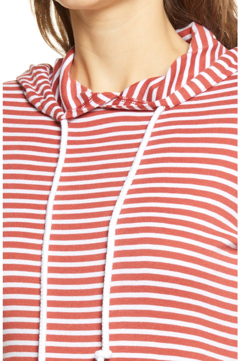 Knit Hoodie, Alternate, color, RUST- WHITE STRIPE