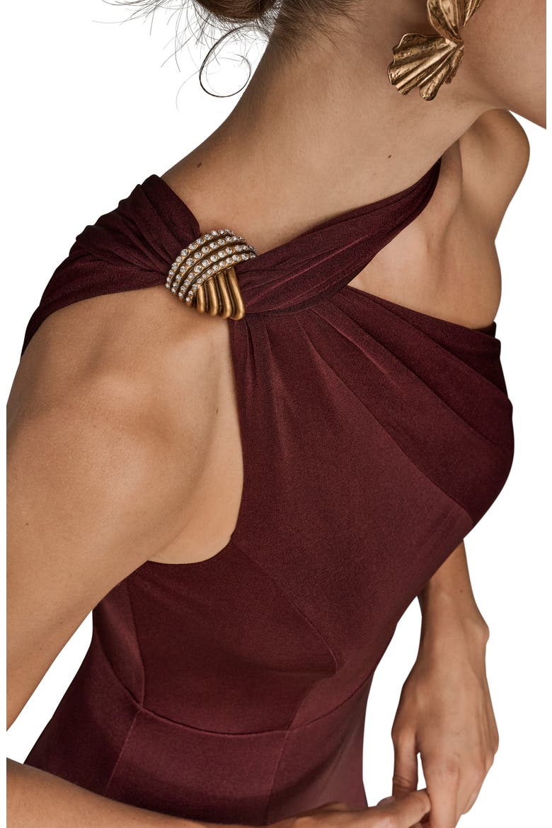 Drape Sleeveless Side Slit Gown, Alternate, color, BERRY