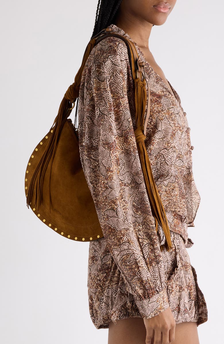 Isabel Marant Oskan Soft Suede Shoulder Bag, Alternate, color, Cognac