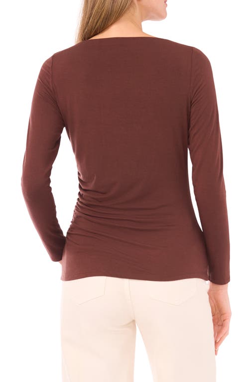 Halogen ® Boat Neck Long Sleeve Top In Brown