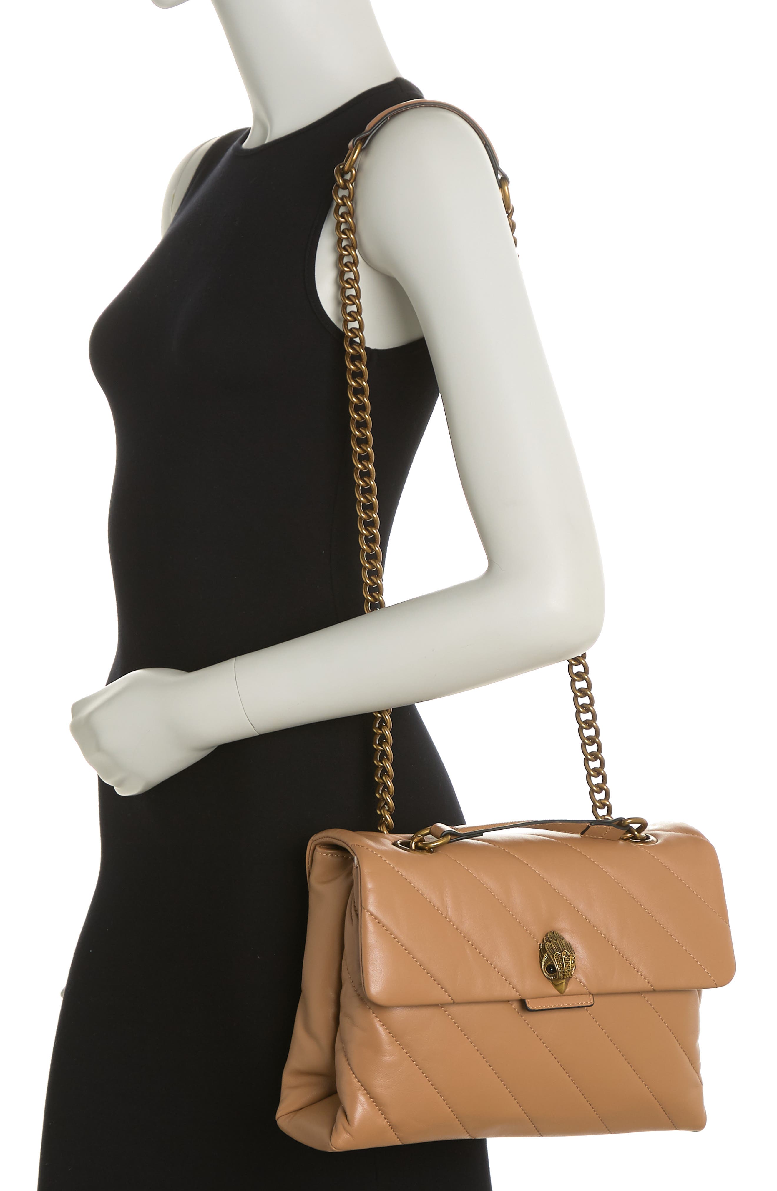 Kurt Geiger London Soho Quilted Shoulder Bag, Alternate, color, Camel